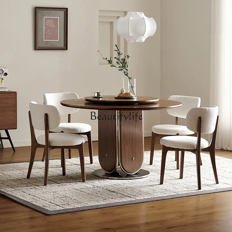 yj21 Medieval style round dining table household small apartment with turntable walnut
yj21 Medieval style round dining table household small apartment with turntable walnut