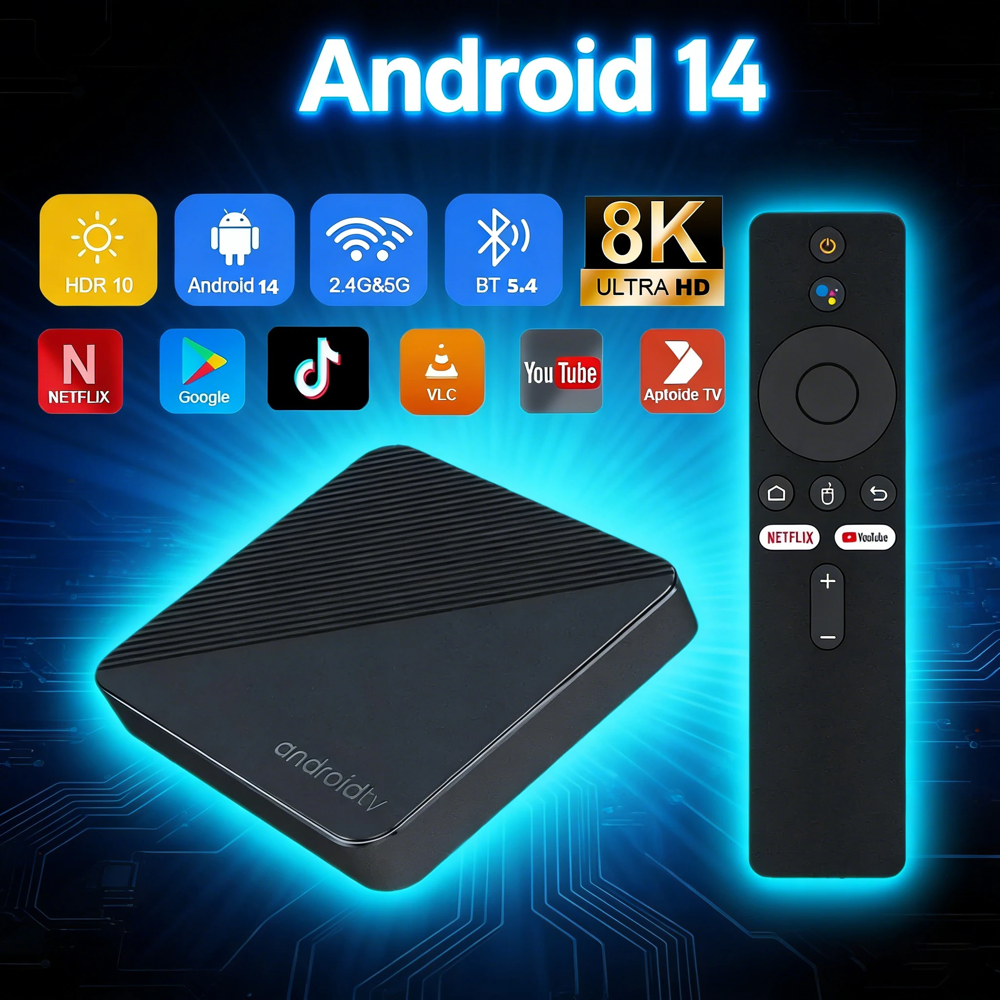 Android14 Smart TV Box T8 8K Media Player Google Voice Assistant Rackchip RK3518 Bluetooth5.4 Media Player Very Fast Set Top Box