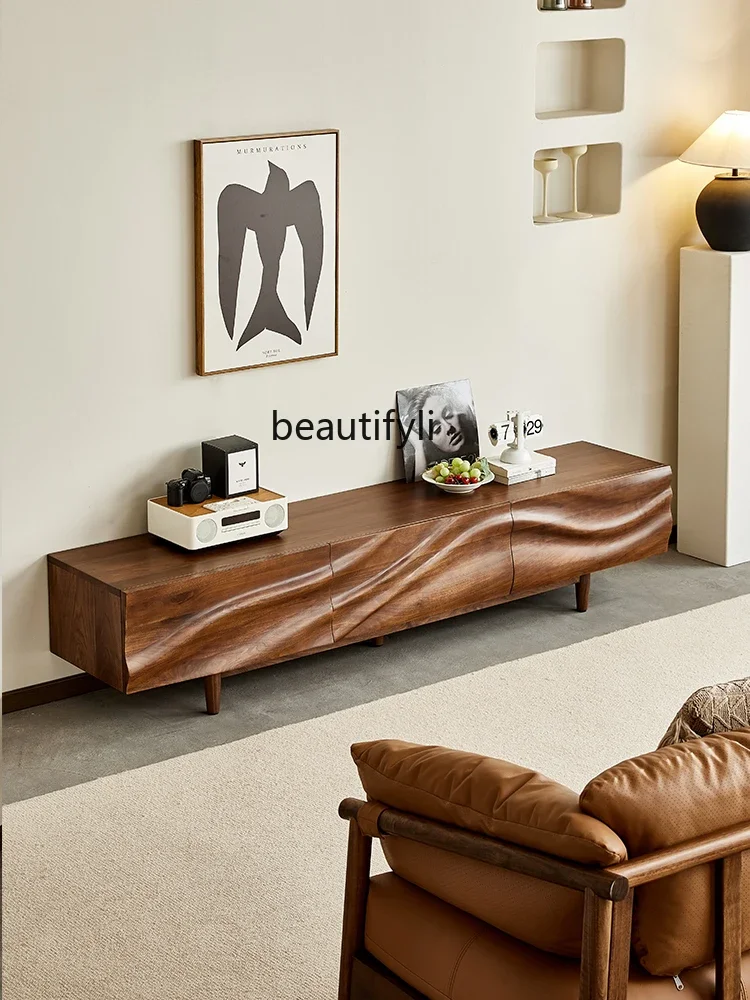 All solid wood TV cabinet, black walnut floor cabinet, creative storage locker in living roomA4567
All solid wood TV cabinet, black walnut floor cabinet, creative storage locker in living roomA4567