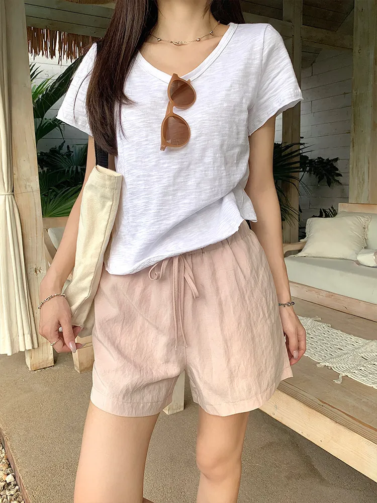 Drawstring Shorts White High Waist A-line Cotton and Linen Wide-leg Casual Pants Leisure Summer Women's Clothing
Drawstring Shorts White High Waist A-line Cotton and Linen Wide-leg Casual Pants Leisure Summer Women's Clothing