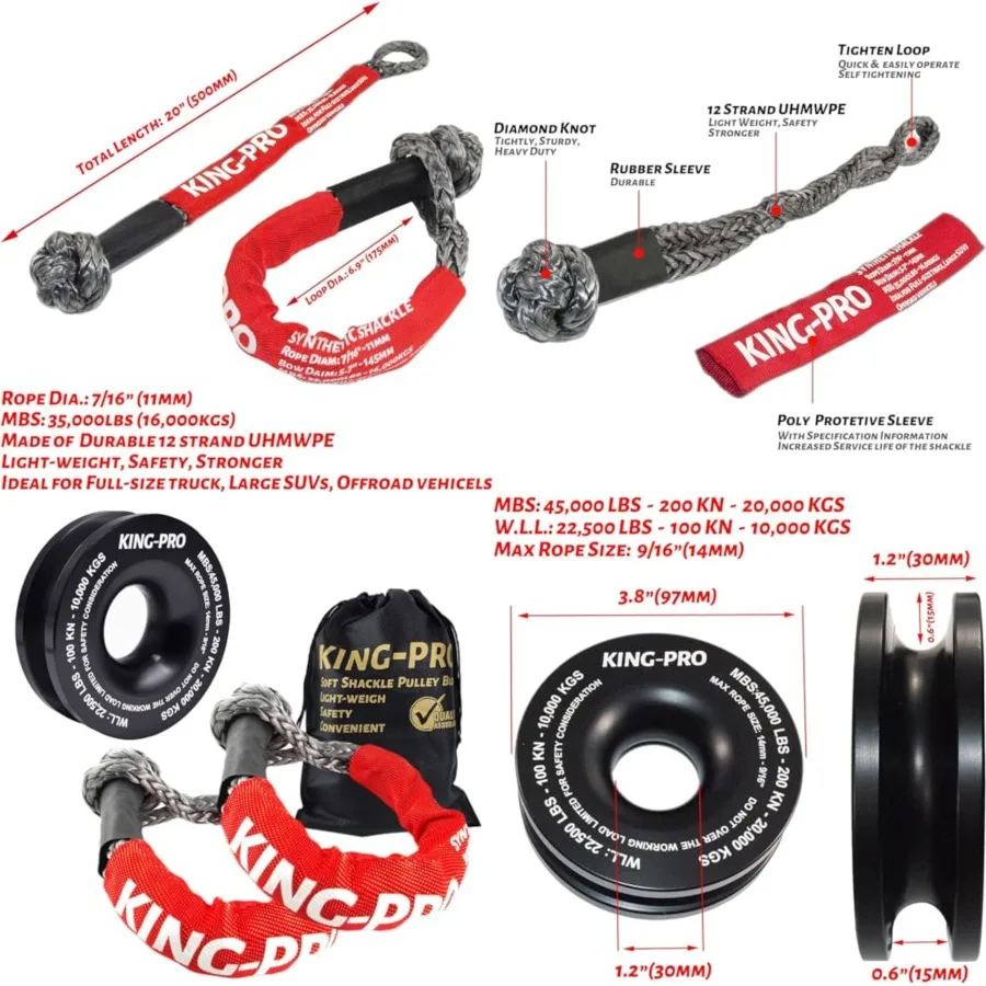 Recovery Ring 7/16"x20" 2PCS Soft Shackle 35,000lbs Breaking Strength with Snatch Ring 45,000lbs for Full-Size Truck Large SUVs Offroad Vehicels (2 Shackle and a Ring)
Recovery Ring 7/16"x20" 2PCS Soft Shackle 35,000lbs Breaking Strength with Snatch Ring 45,000lbs for Full-Size Truck Large SUVs Offroad Vehicels (2 Shackle and a Ring)