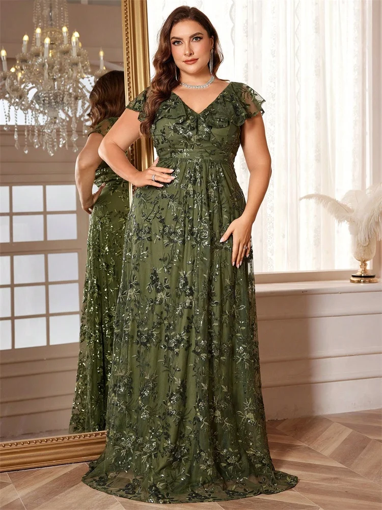 XUIBOL Plus Size Luxury Floor Length V-Neck Evening Dress Long Women Elegant Wedding Party Dress Sequin Prom Cocktail Dress
XUIBOL Plus Size Luxury Floor Length V-Neck Evening Dress Long Women Elegant Wedding Party Dress Sequin Prom Cocktail Dress
