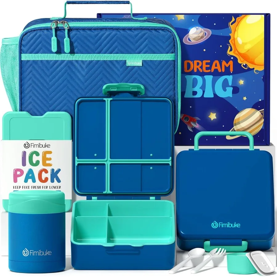 Insulated 4Compartment Bento Snack Lunch Box with Stainless Steel Vacuum Thermos Food Jar Ice Pack and Utensils Set Ideal for S
Insulated 4Compartment Bento Snack Lunch Box with Stainless Steel Vacuum Thermos Food Jar Ice Pack and Utensils Set Ideal for S