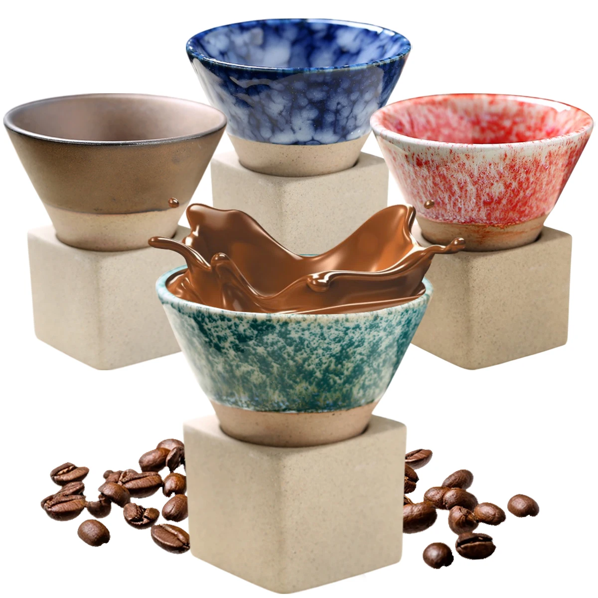4pcs Ceramic Coffee Mugs With Base, 100ml/3oz Triangular Cone Shape Porcelain-Cup Tea-Cup, for Coffee, Tea, Latte And Milkshake
4pcs Ceramic Coffee Mugs With Base, 100ml/3oz Triangular Cone Shape Porcelain-Cup Tea-Cup, for Coffee, Tea, Latte And Milkshake