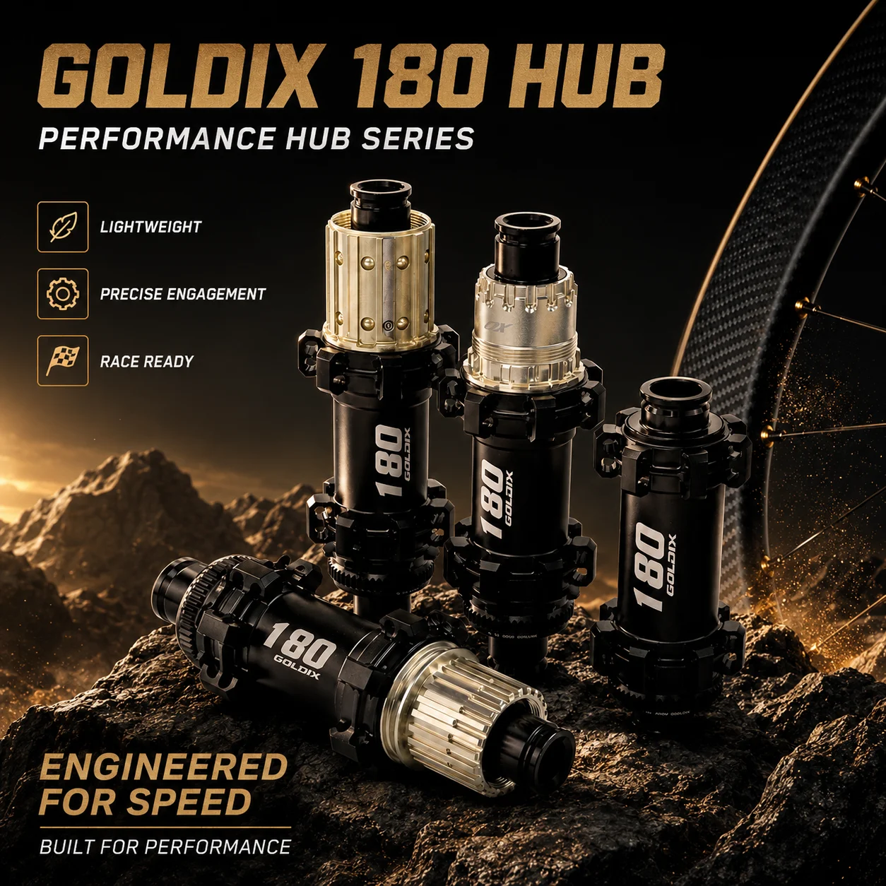 GOLDIX M180 XC MTB Hub 28H Centerlock Disc Brake 60T Ratchet Carbon Spoke Ready Thru Axle for Shimano
GOLDIX M180 XC MTB Hub 28H Centerlock Disc Brake 60T Ratchet Carbon Spoke Ready Thru Axle for Shimano