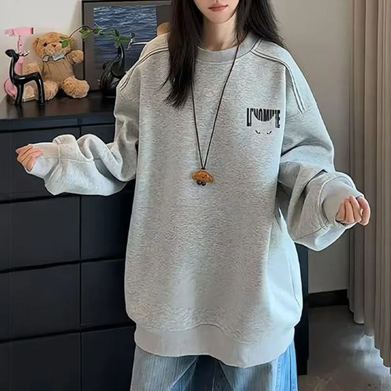 Толстовка с круглым вырезом и надписью, женская осенняя уличная американская тяжелая верхняя часть с правой частью плеча
Толстовка с круглым вырезом и надписью, женская осенняя уличная американская тяжелая верхняя часть с правой частью плеча