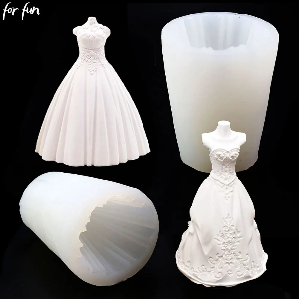 For Fun 3D Wedding Dress Silicone Candle Molds DIY Aromatherapy Gypsum Resin Mold Home Decoration Ornament Cake Baking Tools
For Fun 3D Wedding Dress Silicone Candle Molds DIY Aromatherapy Gypsum Resin Mold Home Decoration Ornament Cake Baking Tools