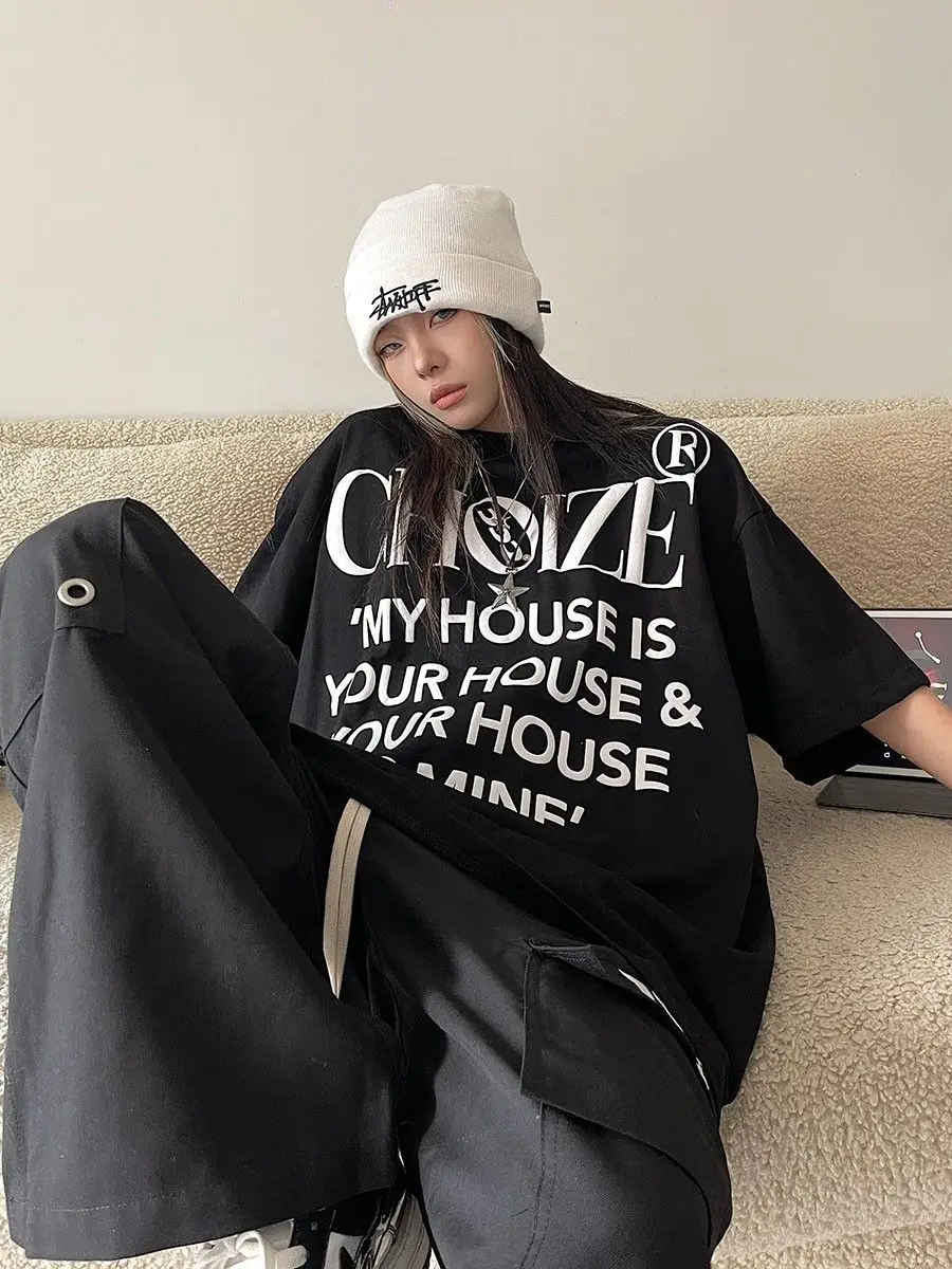 Heavyweight pure cotton half-sleeved American retro T-shirt women's loose casual round neck short-sleeved summer new trend tops
Heavyweight pure cotton half-sleeved American retro T-shirt women's loose casual round neck short-sleeved summer new trend tops