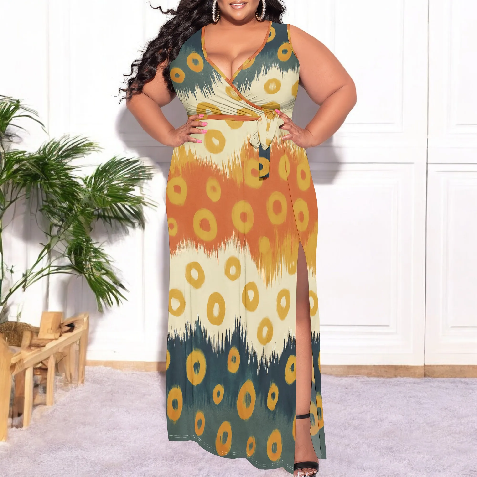 Plus Size Wrap Maxi Dress XL-6XL Ikat Print V-Neck High Slit Style for Summer Date, Juneteenth Celebration or Evening Party Look
Plus Size Wrap Maxi Dress XL-6XL Ikat Print V-Neck High Slit Style for Summer Date, Juneteenth Celebration or Evening Party Look