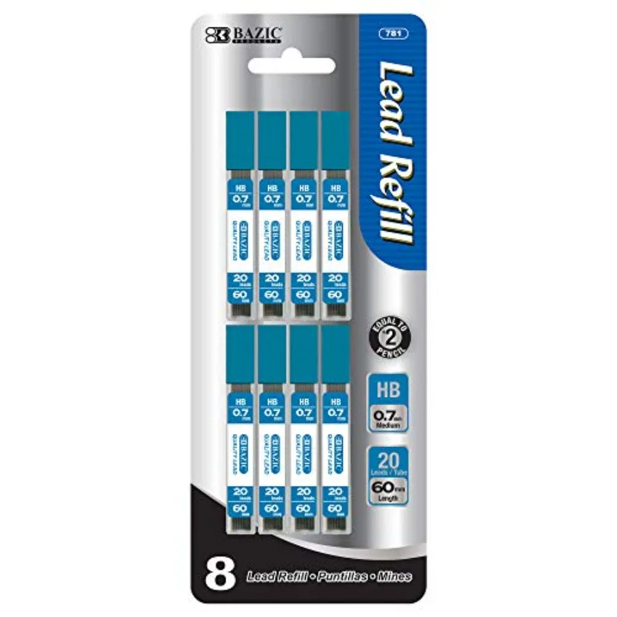BAZIC Mechanical Pencil Lead Refills HB 0.7mm 160 Count/Pack,Pencil Lead Refill, 1-Pack
BAZIC Mechanical Pencil Lead Refills HB 0.7mm 160 Count/Pack,Pencil Lead Refill, 1-Pack