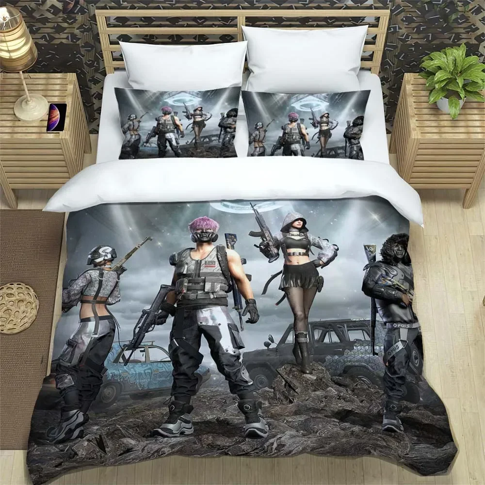 Hot 3D shooting Games Pubg printed bedding Queen bedding set Soft and comfortable customized King size bedding set for boy
Hot 3D shooting Games Pubg printed bedding Queen bedding set Soft and comfortable customized King size bedding set for boy