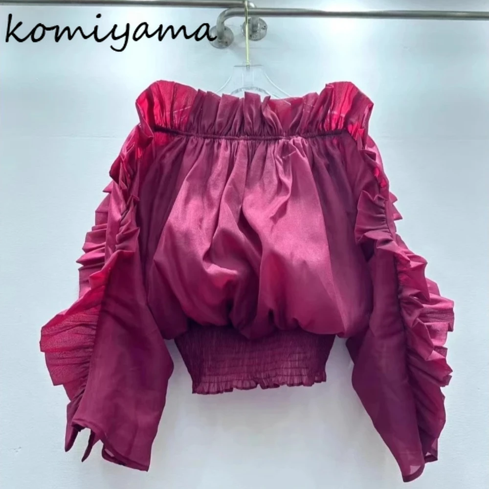Slash Neck Ruffles 2025 Shirts & Blouses Long Sleeve Ropa De Mujer Pleated Blusas Autumn Camisas Sweet Sexy Woman Clothing 
Slash Neck Ruffles 2025 Shirts & Blouses Long Sleeve Ropa De Mujer Pleated Blusas Autumn Camisas Sweet Sexy Woman Clothing