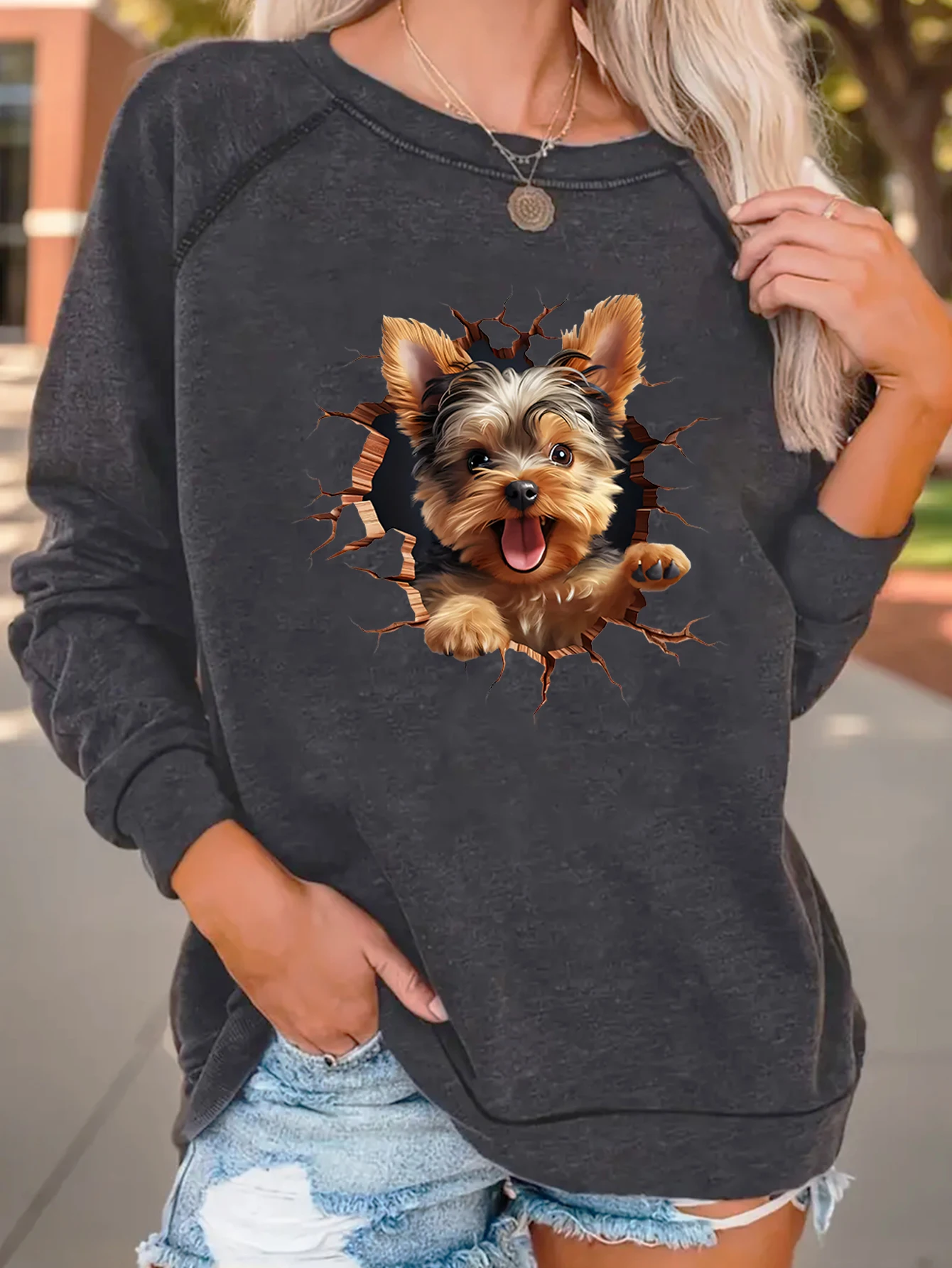 Creative and fashionable cracked dog print sweatshirt autumn and winter round neck long sleeve pullover sweatshirt for women
Creative and fashionable cracked dog print sweatshirt autumn and winter round neck long sleeve pullover sweatshirt for women