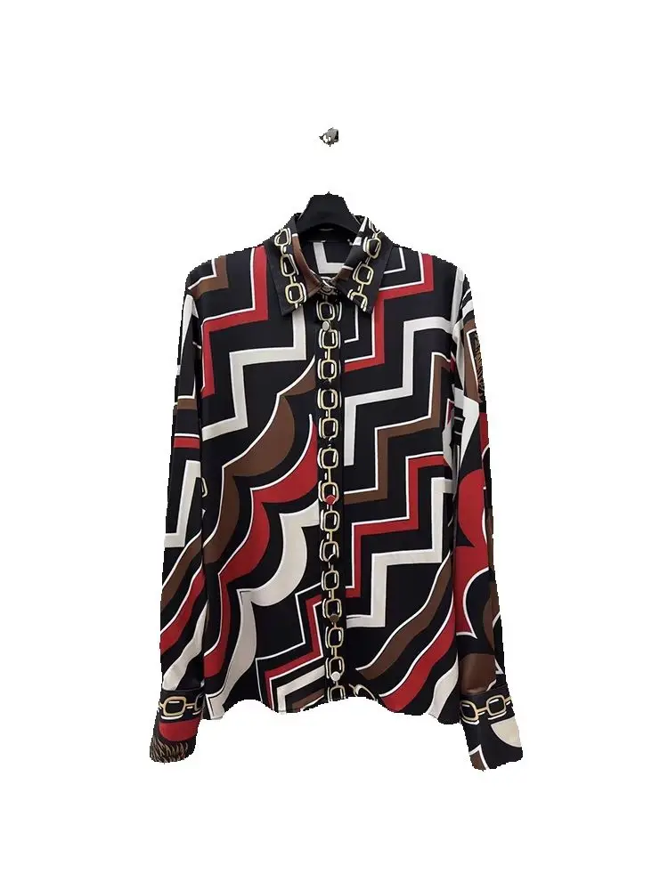 Spring Summer Fashion Resort Casual Vintage Geometric Print Blouses Women's Turn-down Collar Single Breasted Long Sleeve Shirt
Spring Summer Fashion Resort Casual Vintage Geometric Print Blouses Women's Turn-down Collar Single Breasted Long Sleeve Shirt