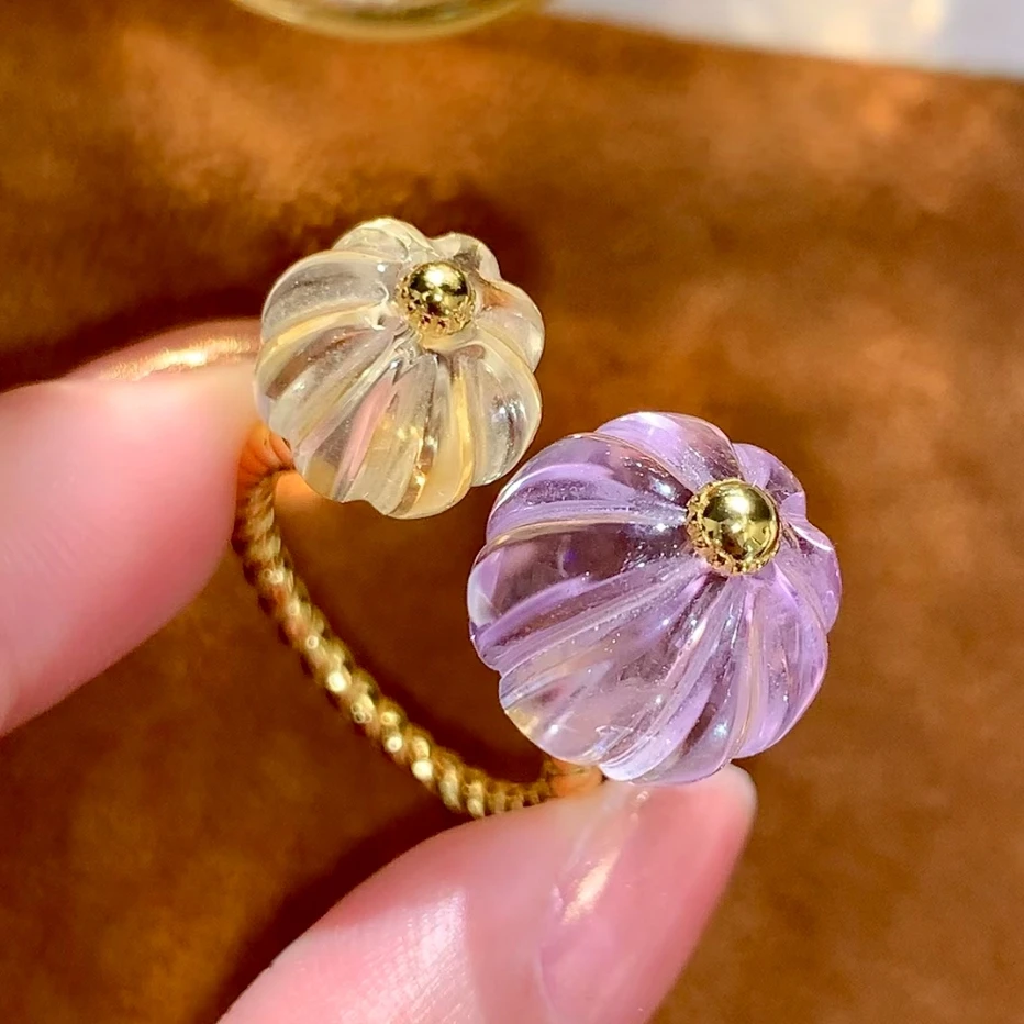 KQDANCE 925 Sterling Silver Carved Natural Citrine Amethyst Big And Small Pumpkim Open Ring
KQDANCE 925 Sterling Silver Carved Natural Citrine Amethyst Big And Small Pumpkim Open Ring