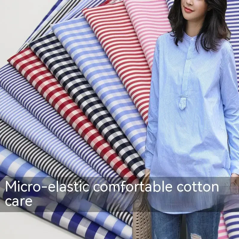 Cotton Pinstripe Elastic Fabric Summer Thin Dress Shirt Fashion Apparel for Sewing Design Wholesale Material Cloth by the Meter 
Cotton Pinstripe Elastic Fabric Summer Thin Dress Shirt Fashion Apparel for Sewing Design Wholesale Material Cloth by the Meter