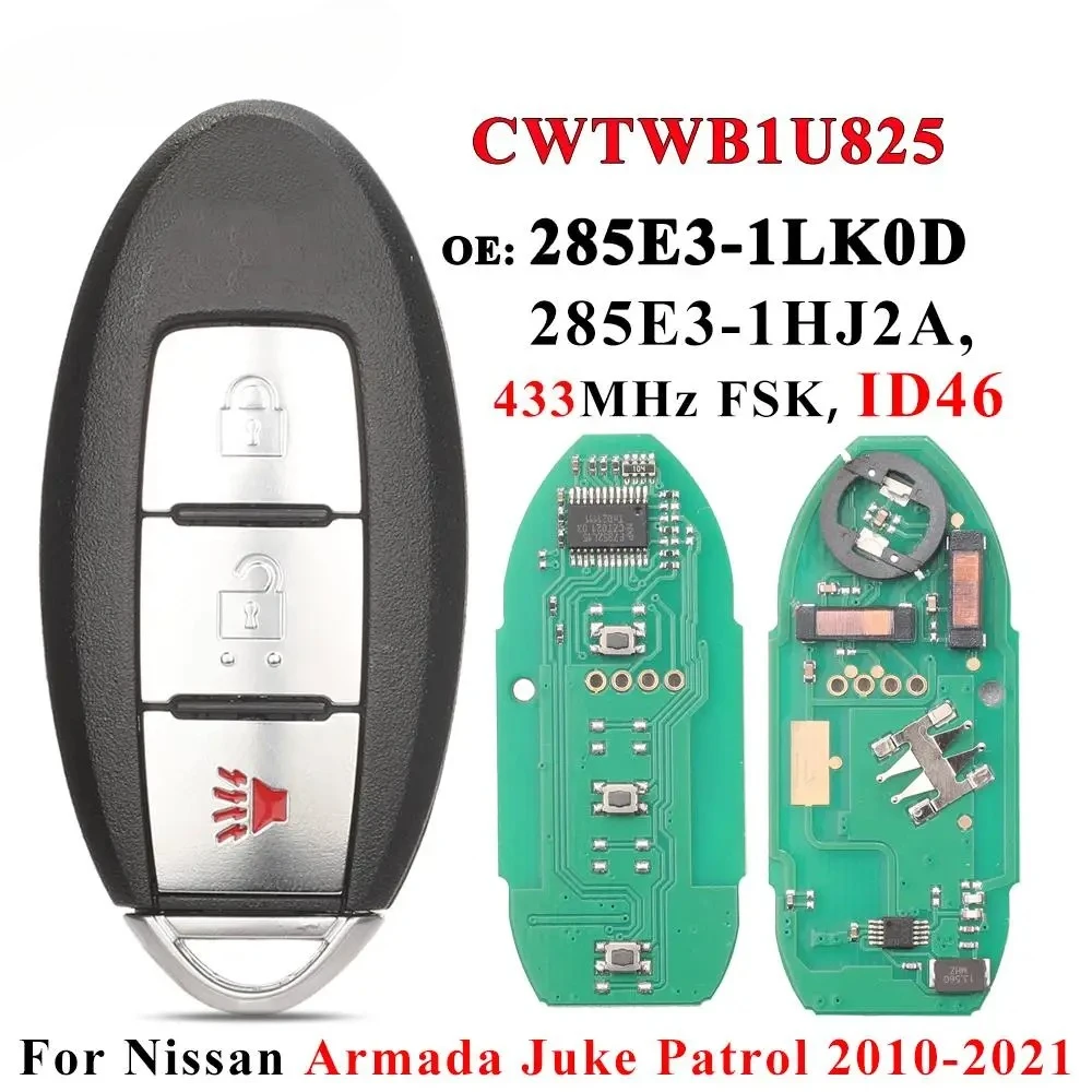 CWTWB1U825 /CWTWB1U773 For Nissan Armada Juke Patrol 2010-2021 Cube 433MHz Remote Smart Key Fob 3BTN ID46 285E3-1LK0D
CWTWB1U825 /CWTWB1U773 For Nissan Armada Juke Patrol 2010-2021 Cube 433MHz Remote Smart Key Fob 3BTN ID46 285E3-1LK0D