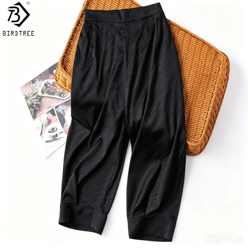 Birdtree, 19MM 93% Real Silk 7% Spandex Capri Pants, Women Silk Satin Harem Trousers, Elastic Waist, 2026 Summer New P65916JF
Birdtree, 19MM 93% Real Silk 7% Spandex Capri Pants, Women Silk Satin Harem Trousers, Elastic Waist, 2026 Summer New P65916JF