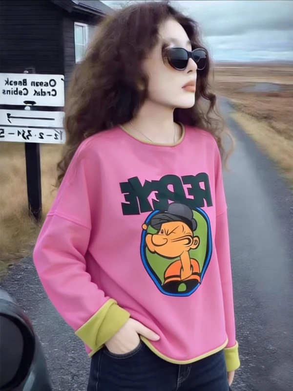 Loose Fit round Neck Hoodie Women's plus Size Spring 2026 Cartoon Print Comfortable Base Layer Shirt Korean Style Long Sleeve
Loose Fit round Neck Hoodie Women's plus Size Spring 2026 Cartoon Print Comfortable Base Layer Shirt Korean Style Long Sleeve