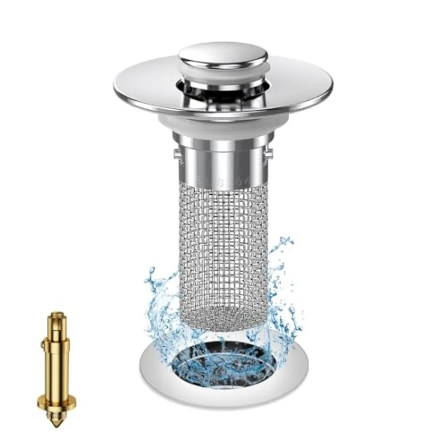 Bathroom Sink Stopper Hair Catcher, Pop Up Sink Drain Filter with Removable Stainless Steel Filter Basket Hair Catcher, for US
Bathroom Sink Stopper Hair Catcher, Pop Up Sink Drain Filter with Removable Stainless Steel Filter Basket Hair Catcher, for US