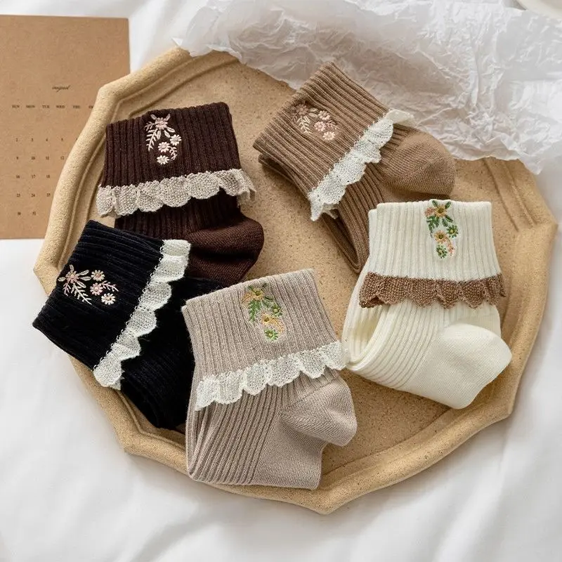 Korean Style Socks for Women Folded Over Crew Socks Cute Flower Lace Trim Winter Knitted Kawaii Japanese Ankle Socks
Korean Style Socks for Women Folded Over Crew Socks Cute Flower Lace Trim Winter Knitted Kawaii Japanese Ankle Socks