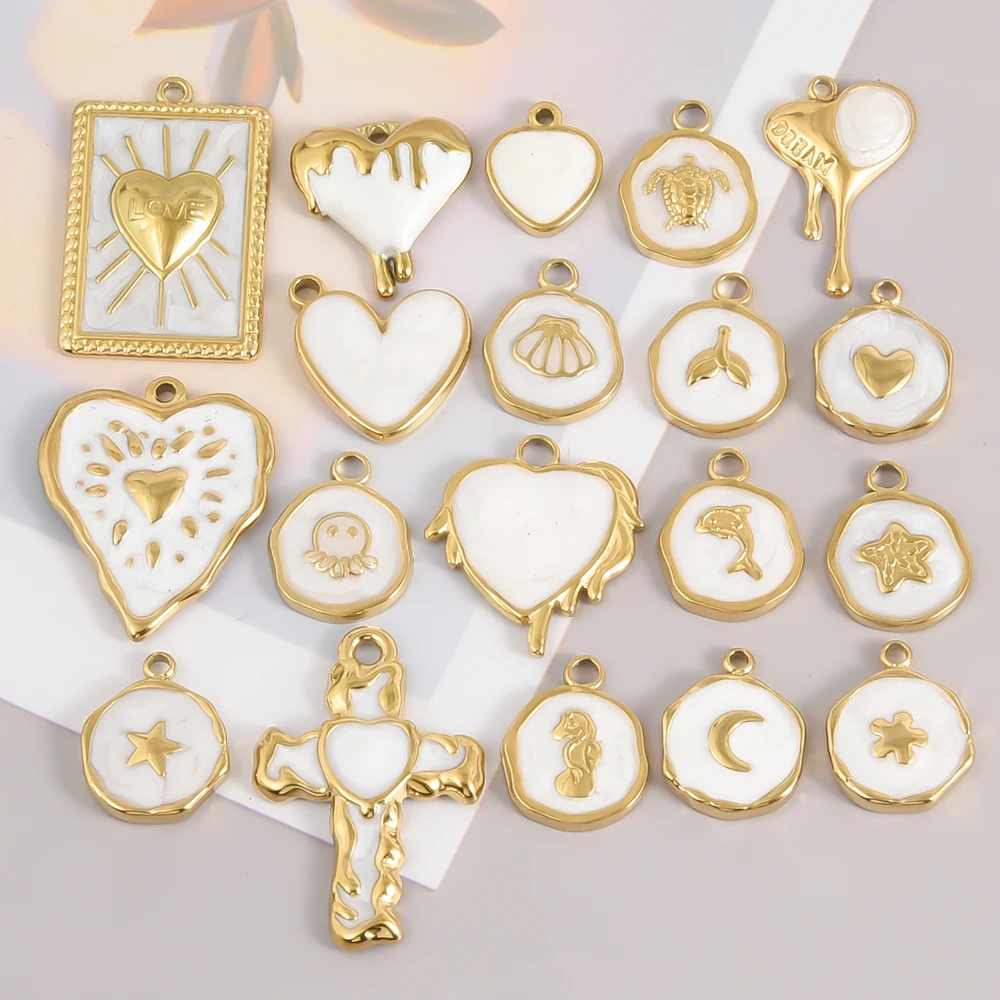 6pcs Real Gold Plated Ocean Animal White Enamel Charm Stainless Steel Oil Drop Heart Pendant Charms For Jewelry Making Supplies
6pcs Real Gold Plated Ocean Animal White Enamel Charm Stainless Steel Oil Drop Heart Pendant Charms For Jewelry Making Supplies