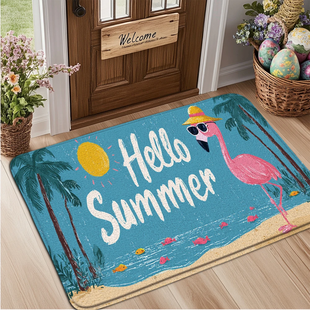 Hello Summer Beach Welcome Doormat Flamingo Beach Ocean Theme Front Door Mat 3D Effect Entryway Rug Home Floor Carpet
Hello Summer Beach Welcome Doormat Flamingo Beach Ocean Theme Front Door Mat 3D Effect Entryway Rug Home Floor Carpet
