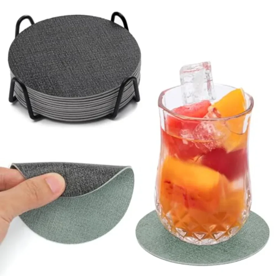 Coasters for Drinks - 12 Pcs with Holder, Dual Sided Non-Slip Washable for Coffee Tabletop Protection, Faux Leather Cup
Coasters for Drinks - 12 Pcs with Holder, Dual Sided Non-Slip Washable for Coffee Tabletop Protection, Faux Leather Cup