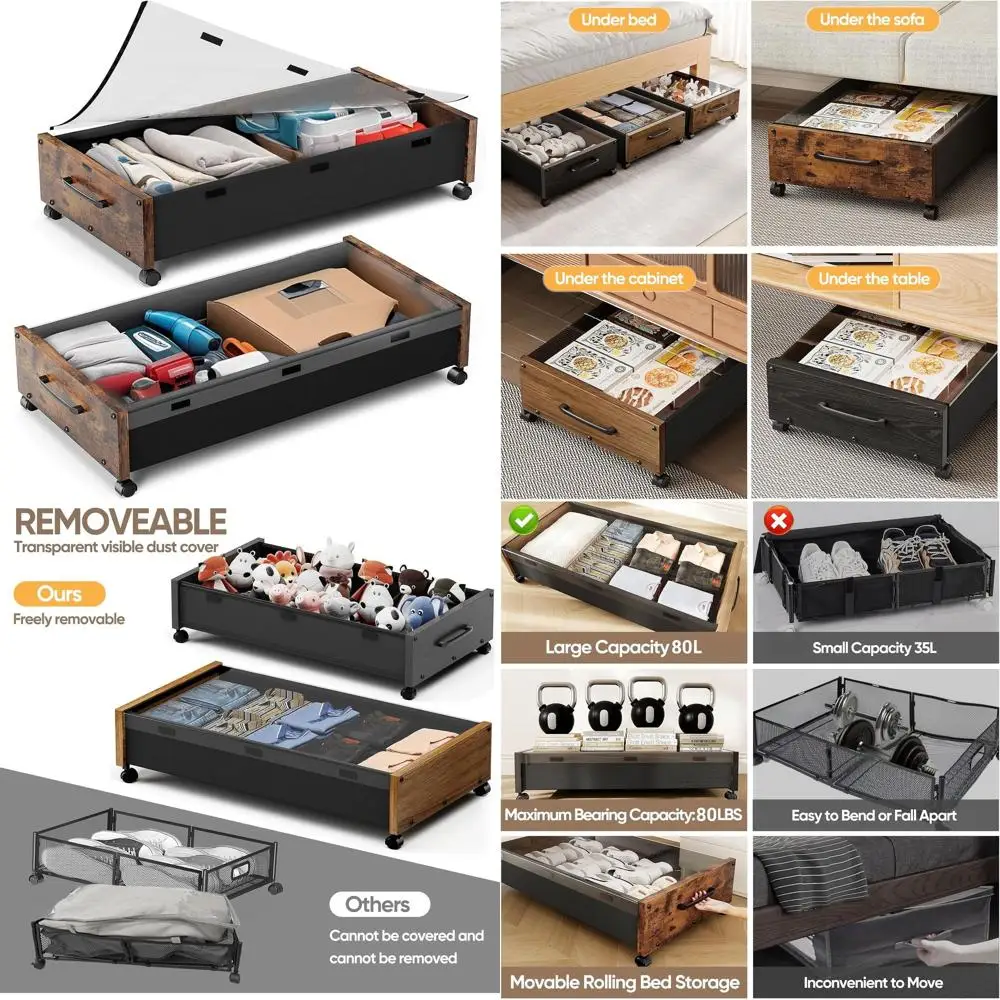 Очень большие выдвижные контейнеры для хранения под кроватью с прозрачными крышками, 2 штуки, деревянные коробки для обуви, одежды и игрушек - длина 36 дюймов
Очень большие выдвижные контейнеры для хранения под кроватью с прозрачными крышками, 2 штуки, деревянные коробки для обуви, одежды и игрушек - длина 36 дюймов