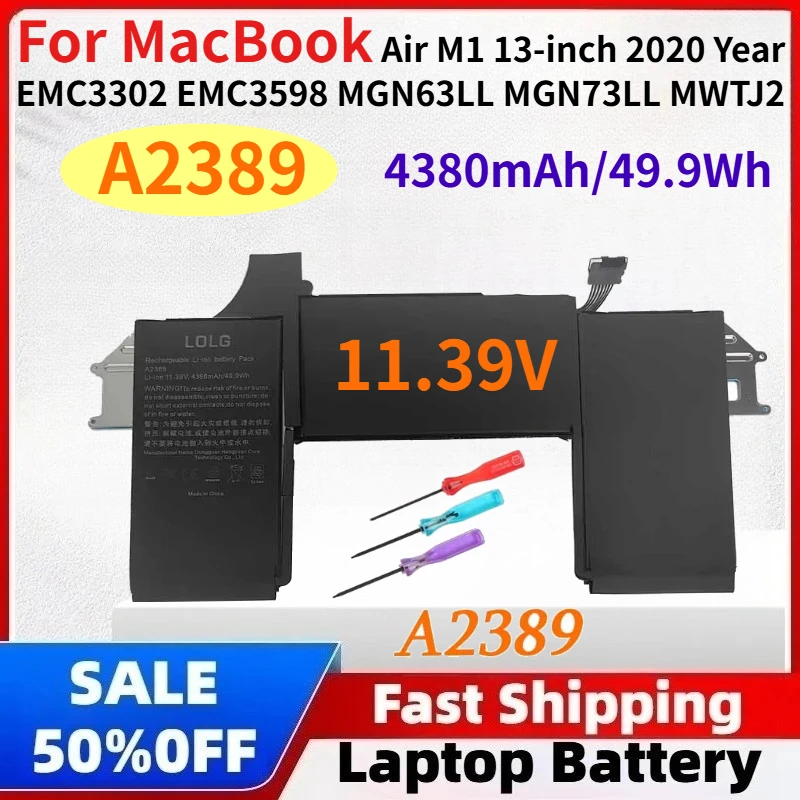 A2389 11.39V 49.9WH A2337 Laptop Battery for MacBook Air M1 13-inch 2020 Year EMC3302 EMC3598 MGN63LL MGN73LL MWTJ2
A2389 11.39V 49.9WH A2337 Laptop Battery for MacBook Air M1 13-inch 2020 Year EMC3302 EMC3598 MGN63LL MGN73LL MWTJ2