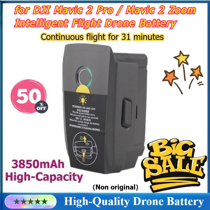 High-Capacity 3850mAh 15.4V Drone Battery for DJI Mavic 2 Pro /2 Zoom Replacement Intelligent Flight Battery, Flight 31 Minutes
High-Capacity 3850mAh 15.4V Drone Battery for DJI Mavic 2 Pro /2 Zoom Replacement Intelligent Flight Battery, Flight 31 Minutes