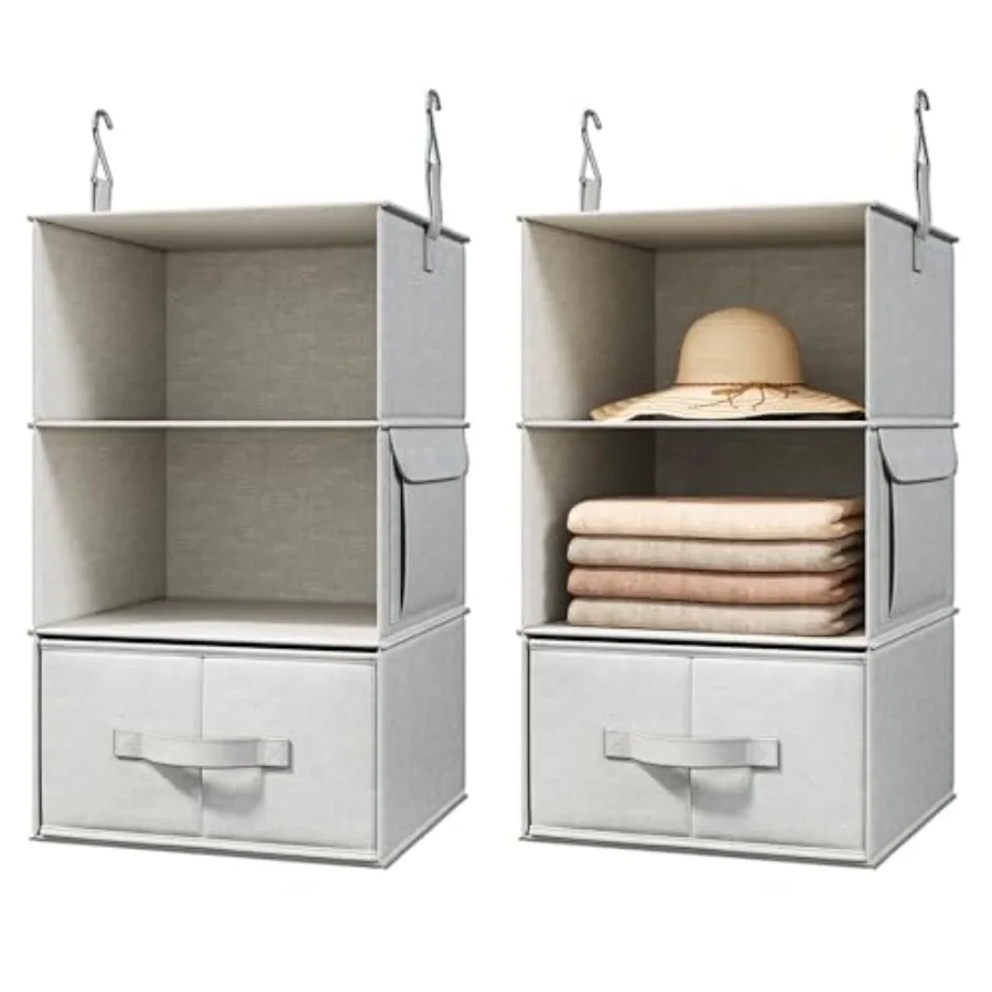 Hanging Clo Organizer, Set of 2 Hanging Shelves with 2 Drawers for Wardrobe, Nursery, Baby Clothes Storage and Organization
Hanging Clo Organizer, Set of 2 Hanging Shelves with 2 Drawers for Wardrobe, Nursery, Baby Clothes Storage and Organization