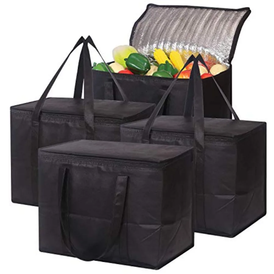 Set of 4 Large Insulated Reusable Grocery Bags with Sturdy Zipper and Handles, Foldable Washable Heavy Duty Cooler Totes for Ho
Set of 4 Large Insulated Reusable Grocery Bags with Sturdy Zipper and Handles, Foldable Washable Heavy Duty Cooler Totes for Ho