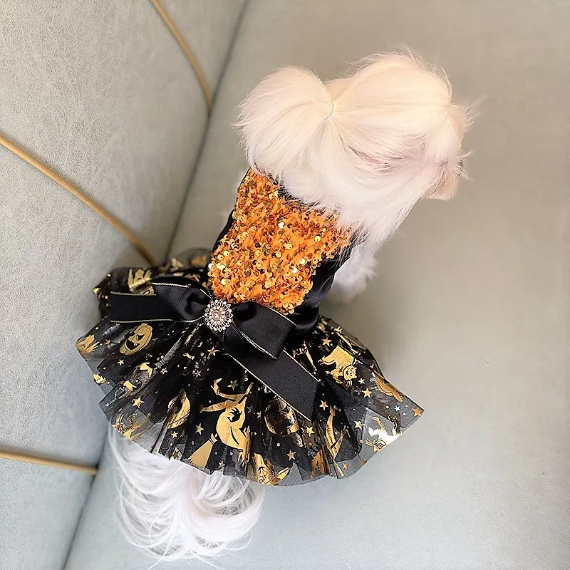 Handmade Dog Clothes Pet Supplies Halloween Costume One Piece Pumpkin Dress Shinny Sequins Lace Tulle Skirt Magic 2 Options
Handmade Dog Clothes Pet Supplies Halloween Costume One Piece Pumpkin Dress Shinny Sequins Lace Tulle Skirt Magic 2 Options