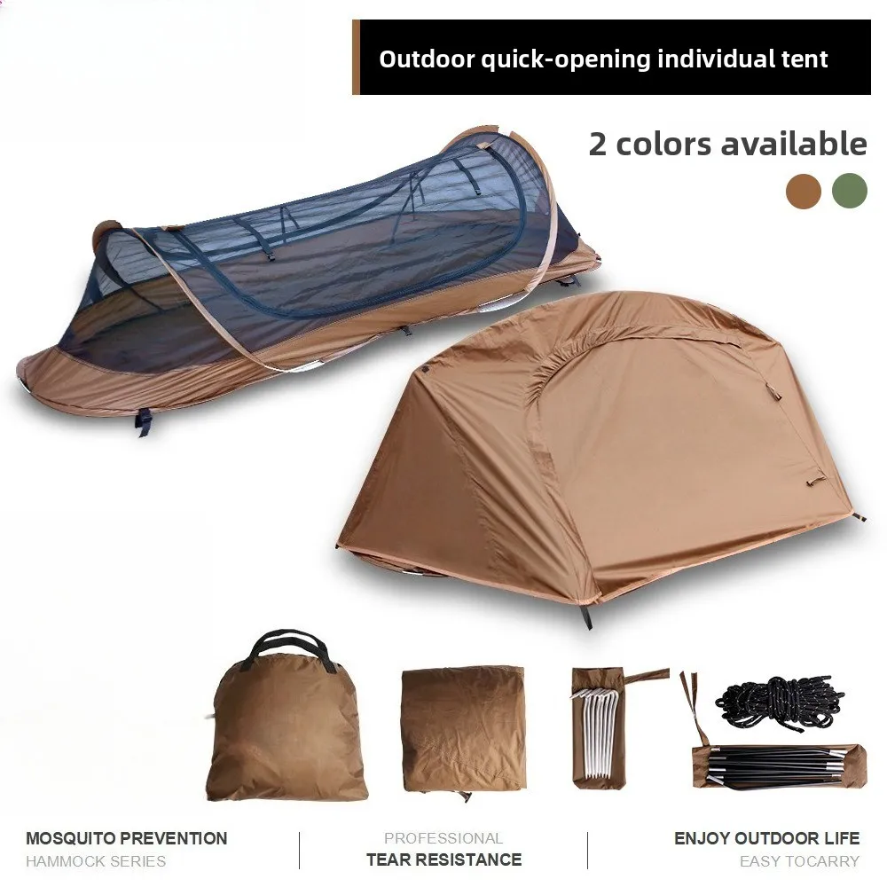 Single Pop Up Tent, Mosquito Proof Tactical Shelter, Quick Setup Solo Camping Tent for Hiking Outdoor Field Use
Single Pop Up Tent, Mosquito Proof Tactical Shelter, Quick Setup Solo Camping Tent for Hiking Outdoor Field Use