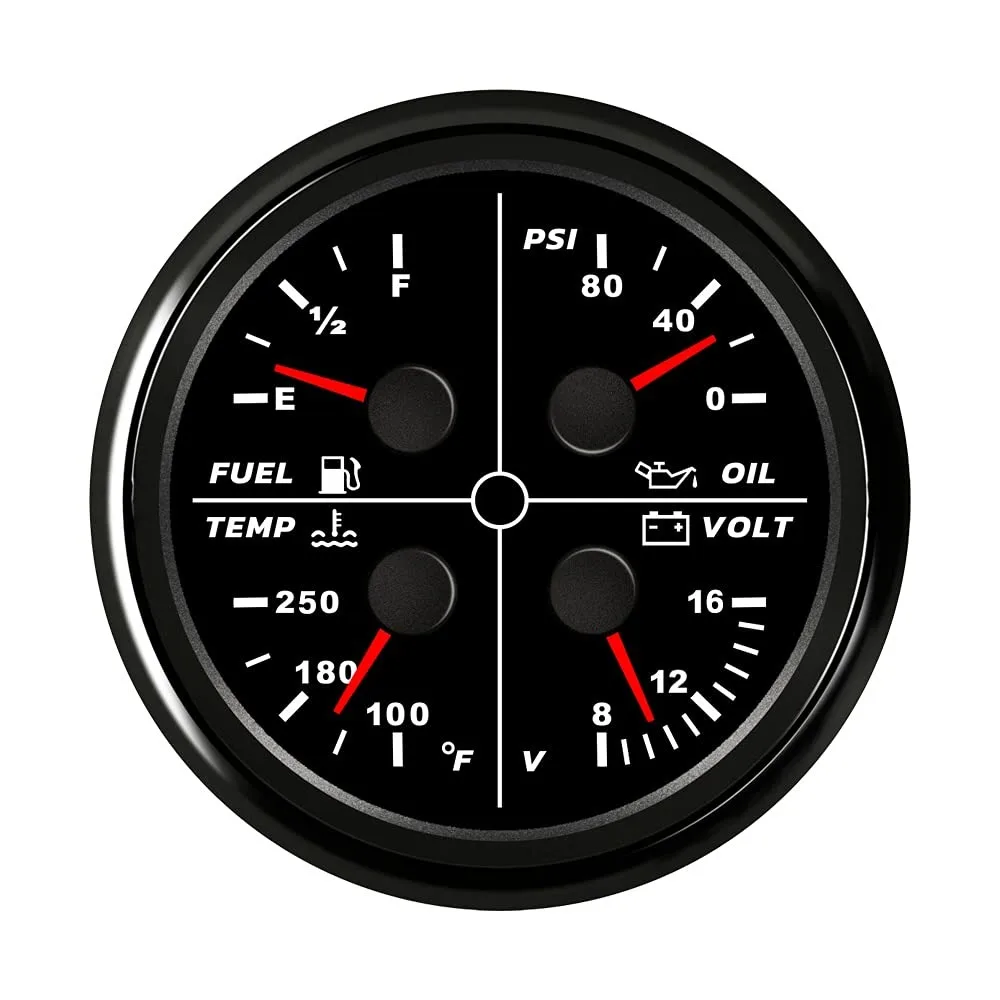 Universal 4 in 1 Multi-Function Gauge 85mm Oil Pressure Fuel Level Water Temp Voltmeter Red Backlight
Universal 4 in 1 Multi-Function Gauge 85mm Oil Pressure Fuel Level Water Temp Voltmeter Red Backlight