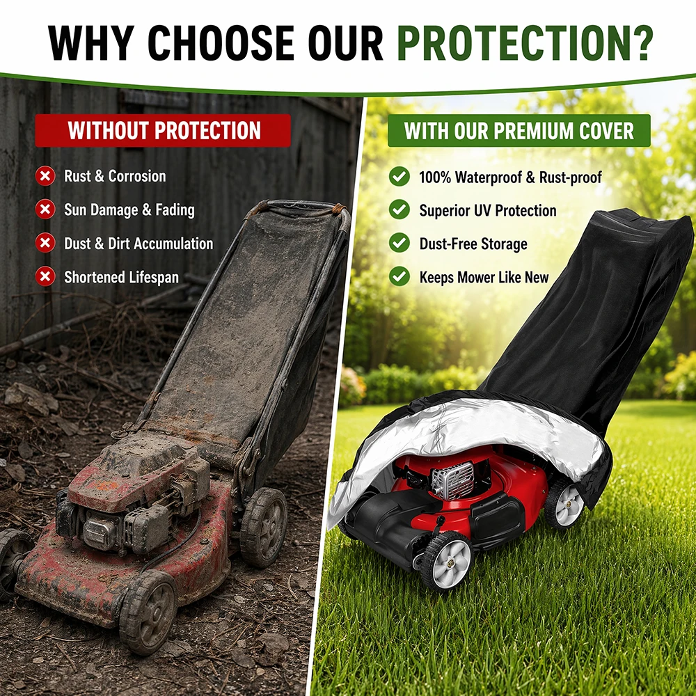 Premium 1PC Push Lawn Mower Cover - Durable Oxford Fabric Outdoor Heavy-duty Universal Protective Cover (Black)
Premium 1PC Push Lawn Mower Cover - Durable Oxford Fabric Outdoor Heavy-duty Universal Protective Cover (Black)