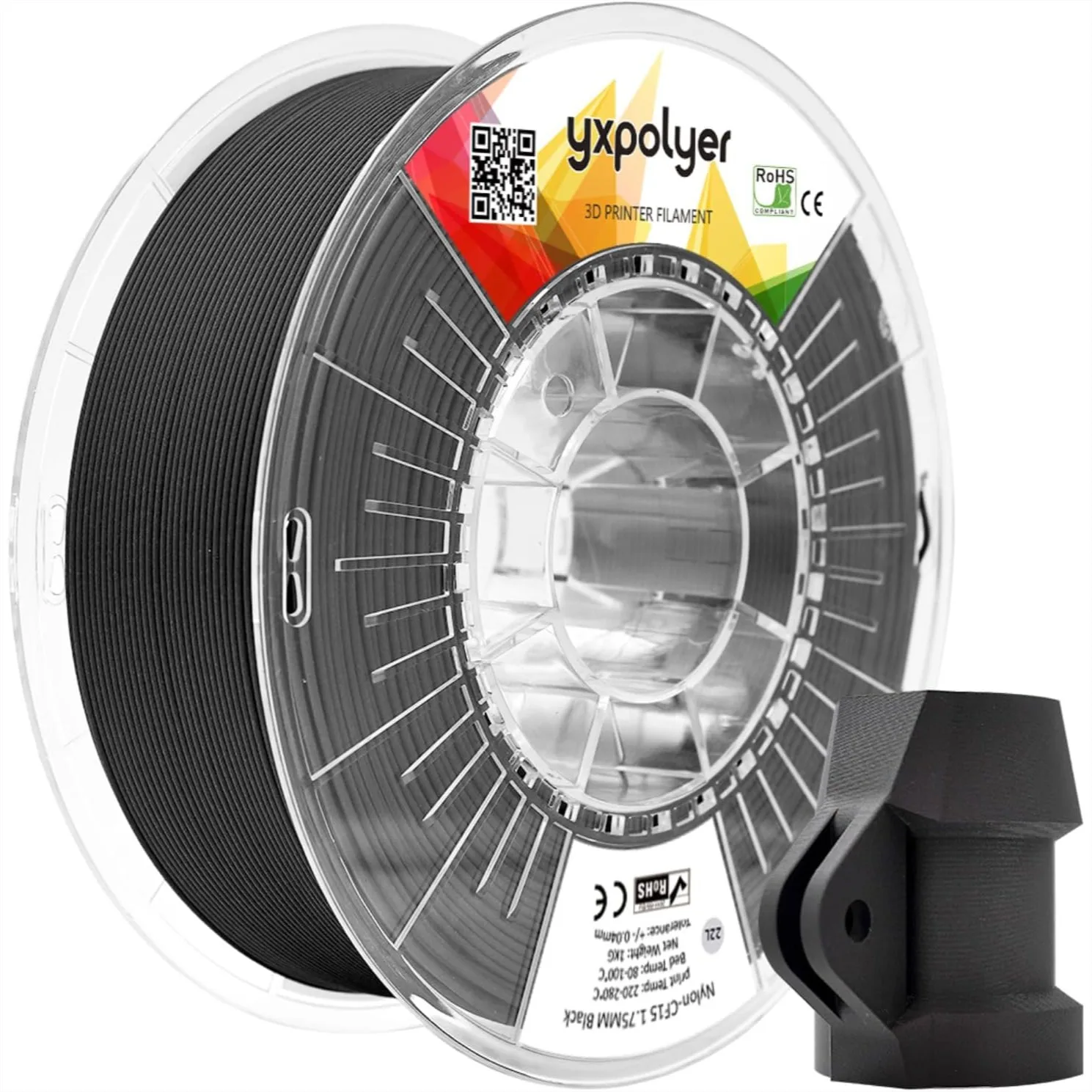 Carbon Fiber Nylon Filament 1.75mm PA6-CF 3D Printer Filament, 1kg with PC Spool, High Strength & Heat Resistant
Carbon Fiber Nylon Filament 1.75mm PA6-CF 3D Printer Filament, 1kg with PC Spool, High Strength & Heat Resistant