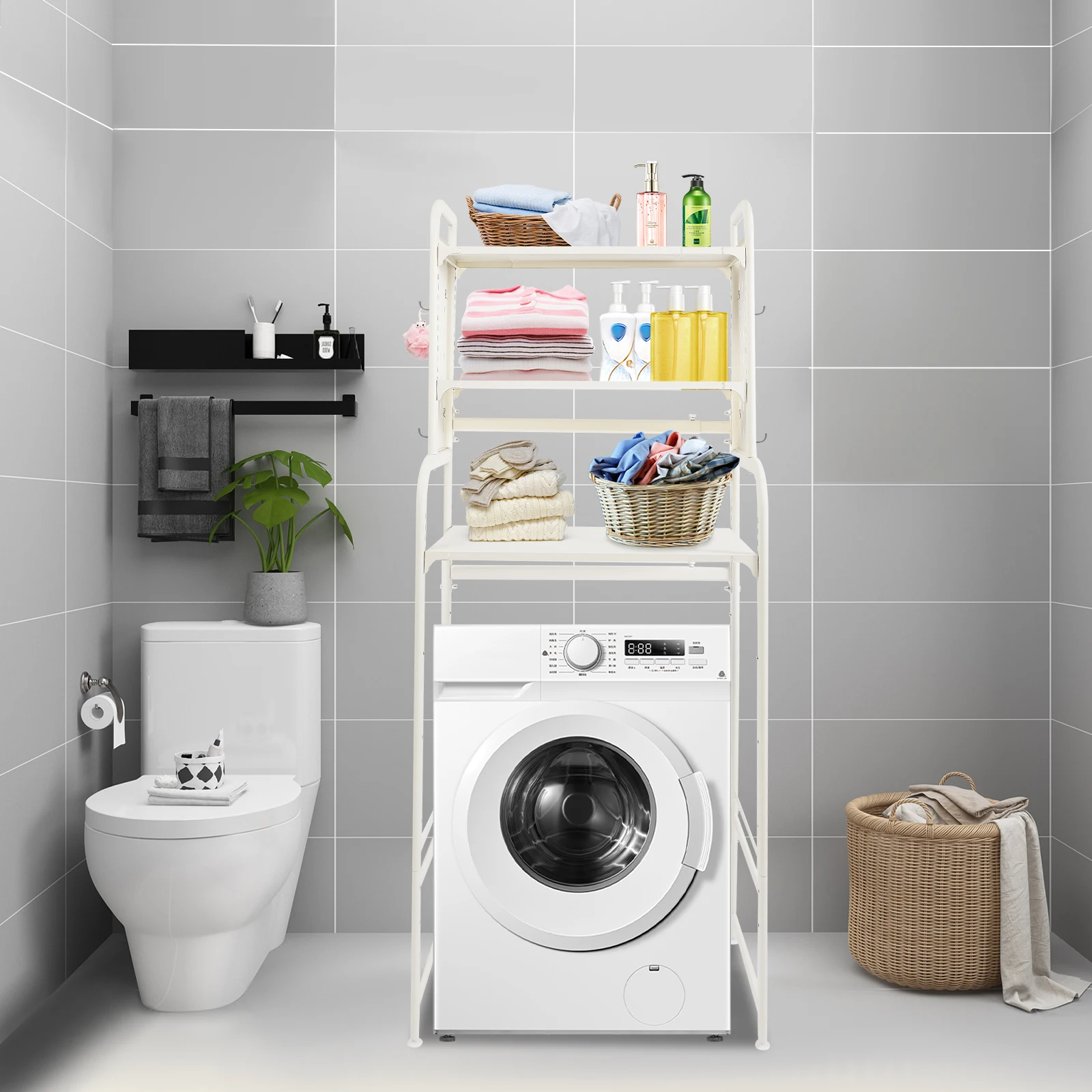 Washing Machine Shelf, Extendable Dryer Rack White 3 Tier, Adjustable Laundry Storage Rack for Bathroom Organizer
Washing Machine Shelf, Extendable Dryer Rack White 3 Tier, Adjustable Laundry Storage Rack for Bathroom Organizer