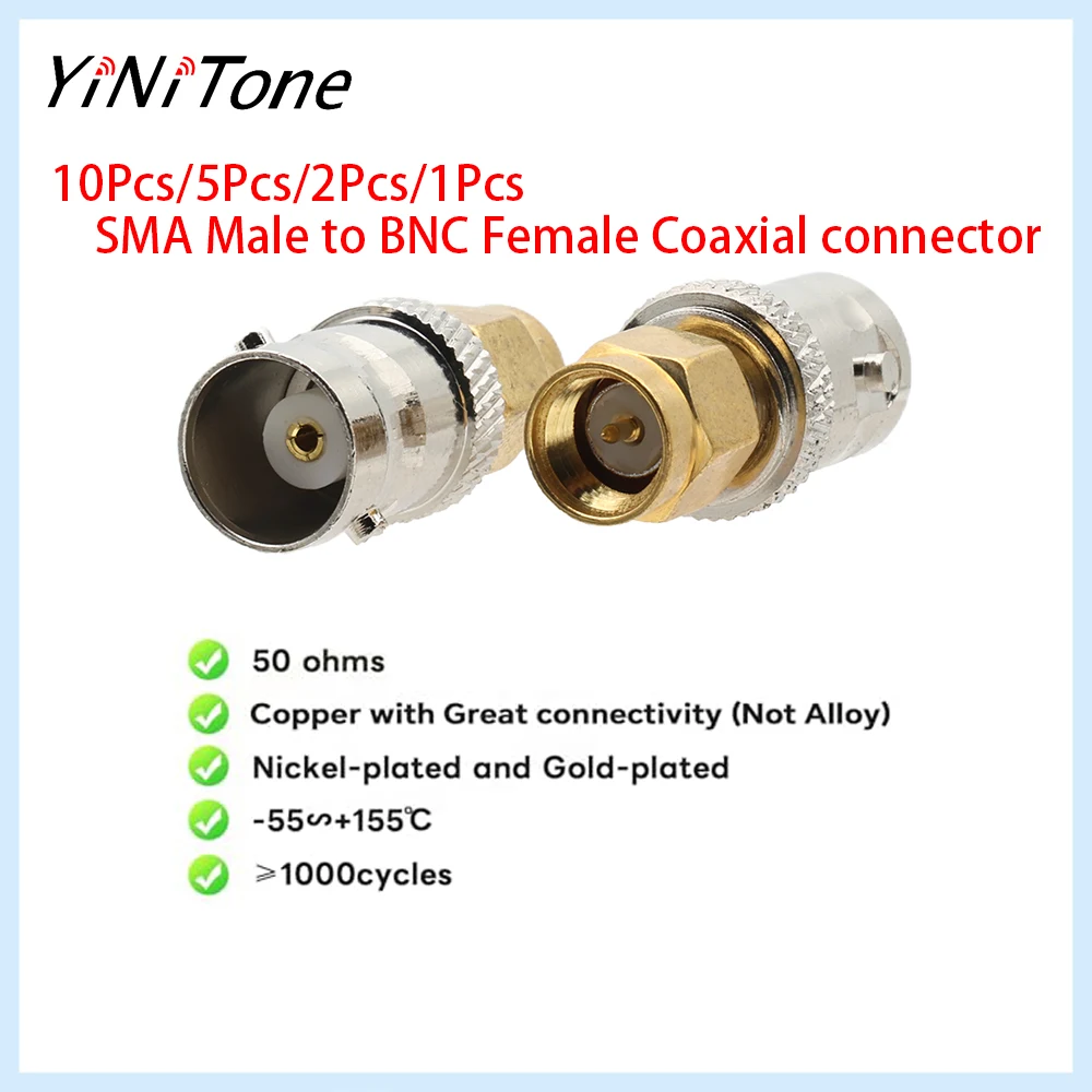 SMA Male to BNC Female Adapter 3GHz 50ohm RF Connector - Nickel-Plated Brass 0.2dB Loss for HAM/SDR/CCTV/Wireless LAN
SMA Male to BNC Female Adapter 3GHz 50ohm RF Connector - Nickel-Plated Brass 0.2dB Loss for HAM/SDR/CCTV/Wireless LAN