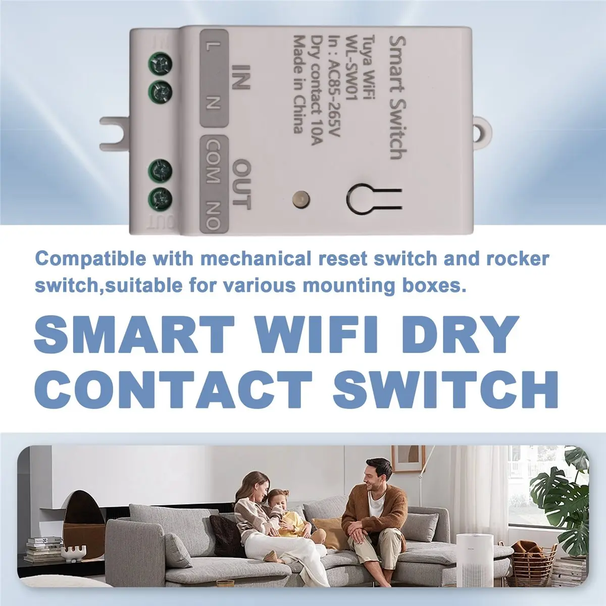 Модуль умного WiFi-реле с сухим контактом Tuya 10А, универсальный для дома, DIY-выключатель, работает с Smart Life и Alexa, AC 85-265В
Модуль умного WiFi-реле с сухим контактом Tuya 10А, универсальный для дома, DIY-выключатель, работает с Smart Life и Alexa, AC 85-265В