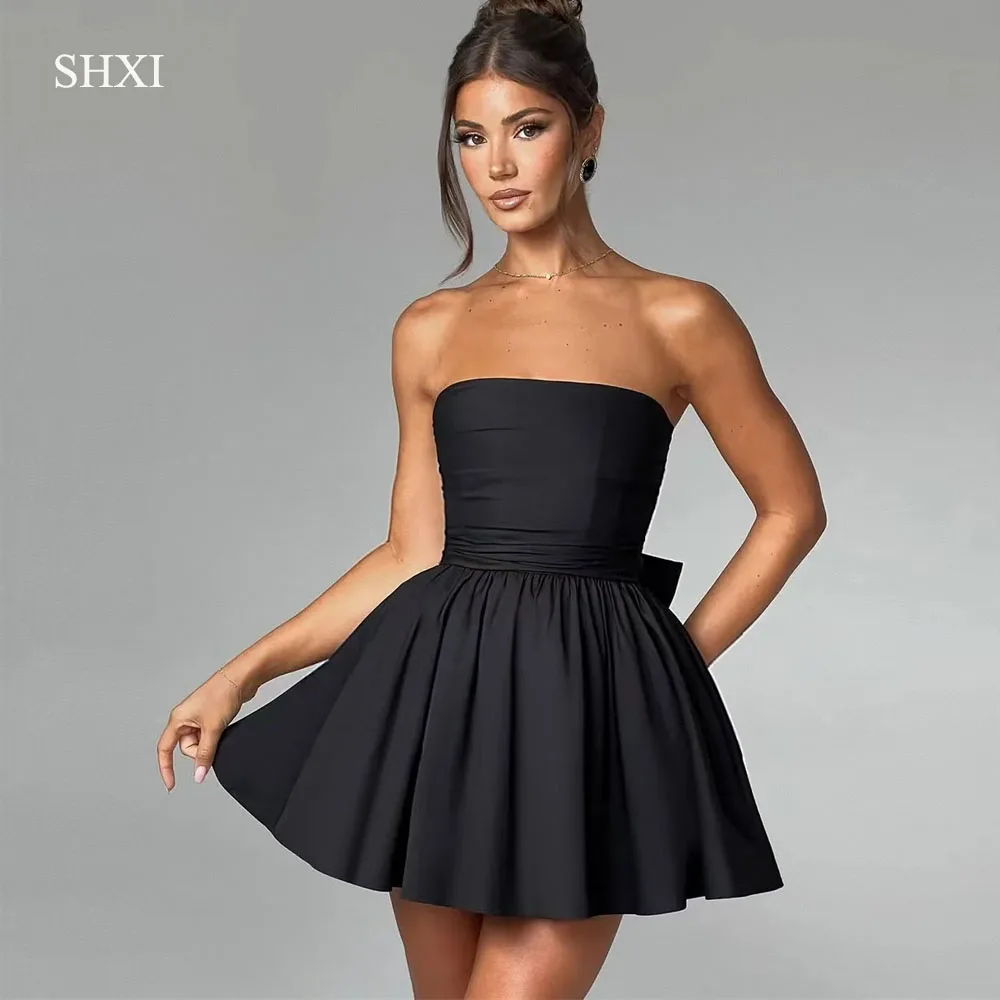 SHXI Elegant Taffeta Short Prom Dresses Customized Mini Puffy Big Bow Evening Dress Saudi Arabic Women Prom Cocktail Party Gown
SHXI Elegant Taffeta Short Prom Dresses Customized Mini Puffy Big Bow Evening Dress Saudi Arabic Women Prom Cocktail Party Gown