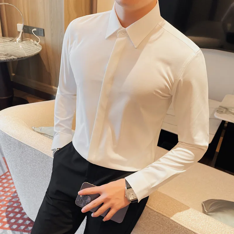 2023 Winter Solid Color Buckle Men's Shirt High-quality Slim Fit Casual Business Formal Dress Shirts Social Party Tuxedo Blouse
2023 Winter Solid Color Buckle Men's Shirt High-quality Slim Fit Casual Business Formal Dress Shirts Social Party Tuxedo Blouse