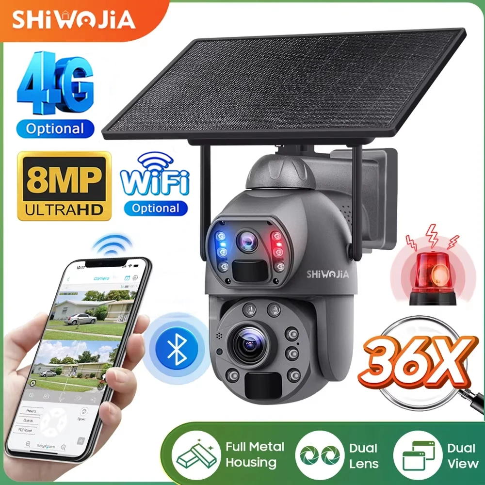 SHIWOJIA 36X ZOOM 8MP 4G SIM Solar Camera Outdoor 360° Wireless WIFI Battery Security Cameras with Solar Panel PIR Night Vision
SHIWOJIA 36X ZOOM 8MP 4G SIM Solar Camera Outdoor 360° Wireless WIFI Battery Security Cameras with Solar Panel PIR Night Vision