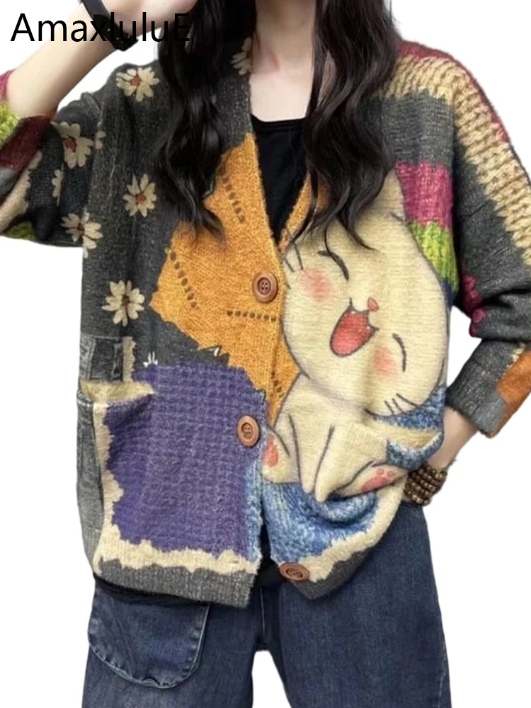 Amax luluE 2025 Winter Ladies Harajuku Style Cartoon Clothes Womens Fashion Printed Leisure Sweaters Luxury Loose Punk Cardigans
Amax luluE 2025 Winter Ladies Harajuku Style Cartoon Clothes Womens Fashion Printed Leisure Sweaters Luxury Loose Punk Cardigans