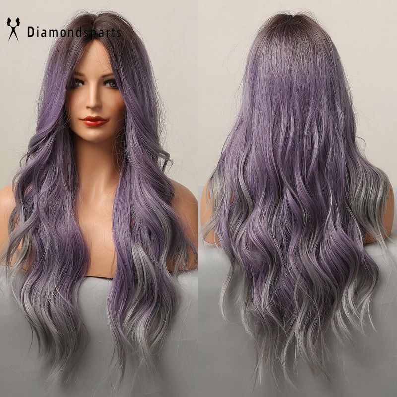 Ombre фиолетовые длинные волнистые волосы женские синтетические натуральные парики Daliy косплей вечерние новые 
Ombre фиолетовые длинные волнистые волосы женские синтетические натуральные парики Daliy косплей вечерние новые