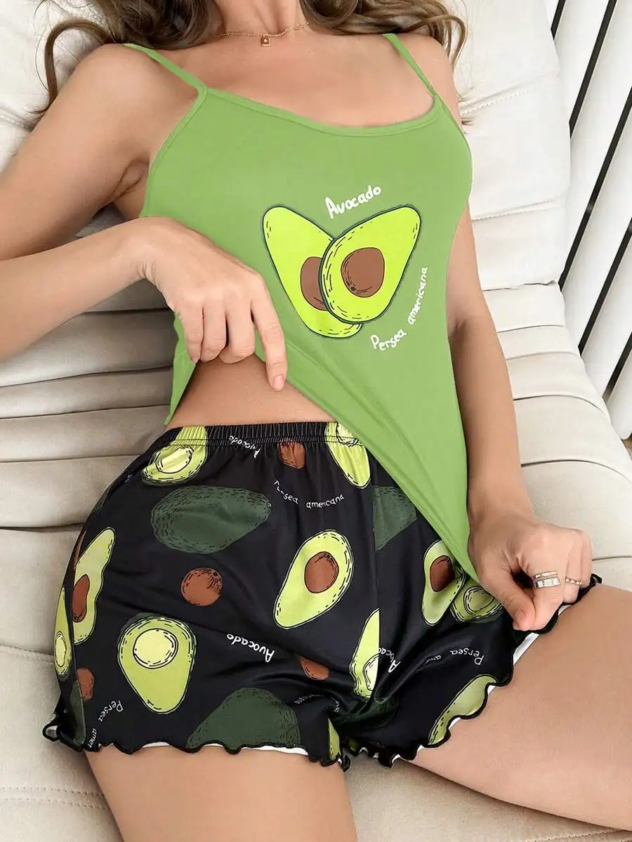 Avocado Print Camisole And Shorts Women Sleepwear Set
Avocado Print Camisole And Shorts Women Sleepwear Set