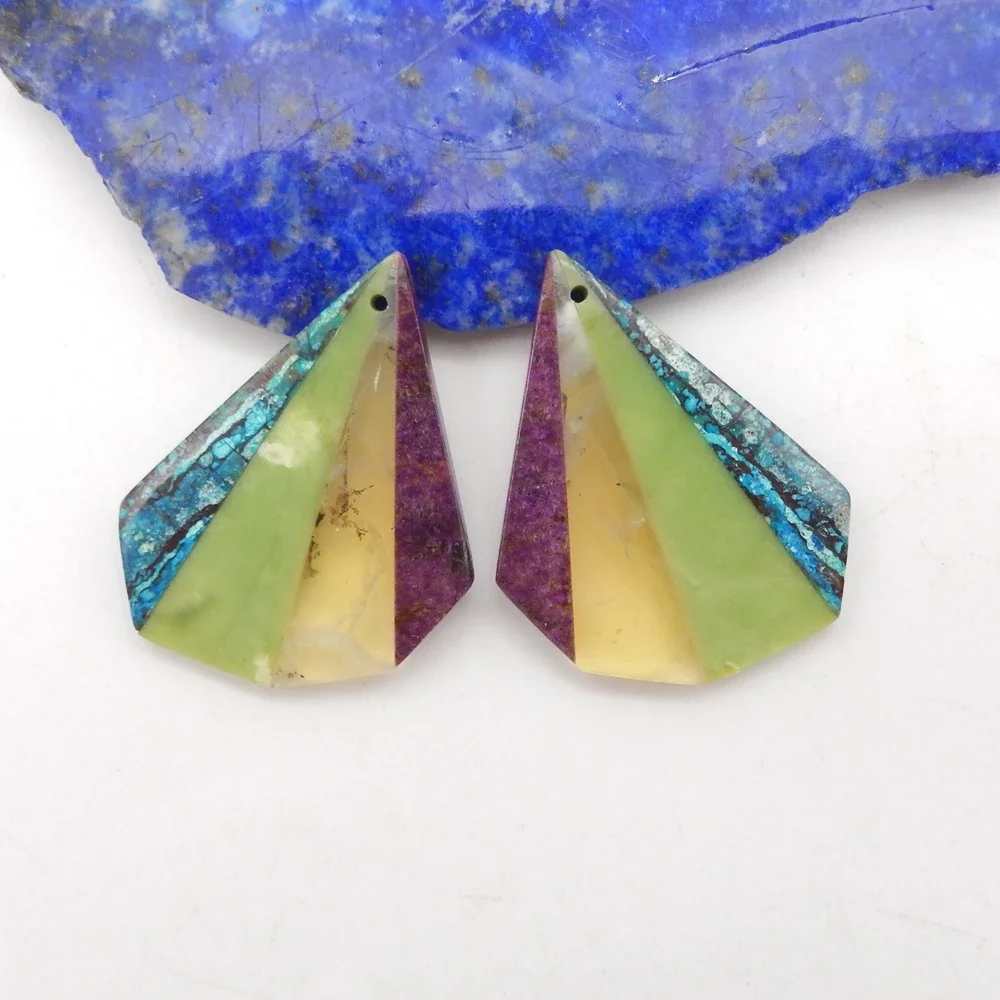Natural Chrysocolla, Serpentine, Yellow Opal & African Purple Stone Earrings – For women, perfect for DIY jewelry accessory
Natural Chrysocolla, Serpentine, Yellow Opal & African Purple Stone Earrings – For women, perfect for DIY jewelry accessory