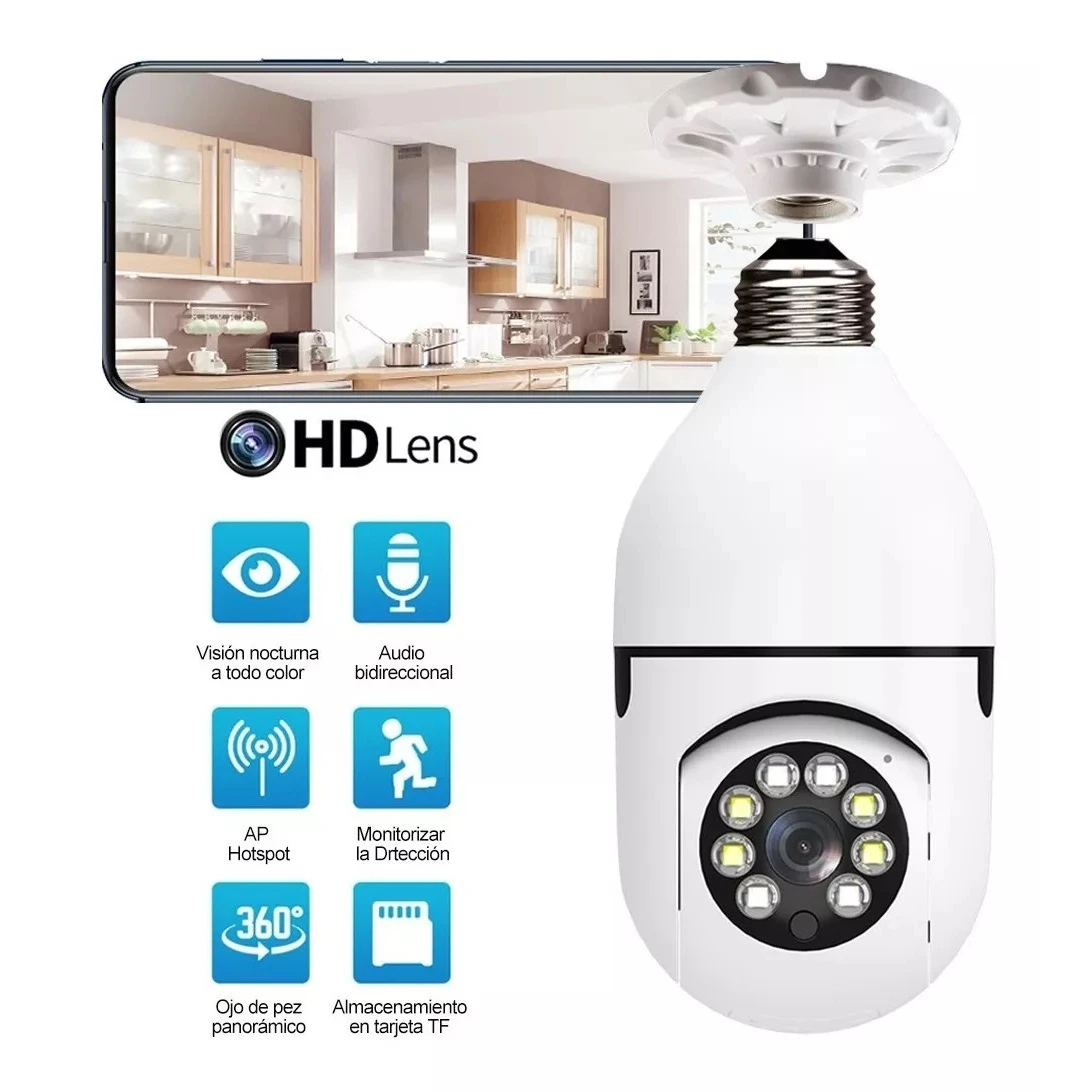 Bulb Wifi Camera Human Tracking Color Night Vision 360 ° Rotation Intercom 2MP Camera Yi Lot APP Support iOS Android Phone
Bulb Wifi Camera Human Tracking Color Night Vision 360 ° Rotation Intercom 2MP Camera Yi Lot APP Support iOS Android Phone