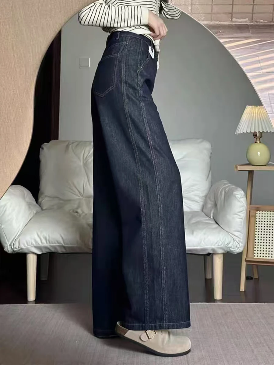 Джинсы женские синие с высокой талией, широкими штанинами, прямого кроя, свободные, для фигуры типа «груша», весна-осень, большие размеры
Джинсы женские синие с высокой талией, широкими штанинами, прямого кроя, свободные, для фигуры типа «груша», весна-осень, большие размеры